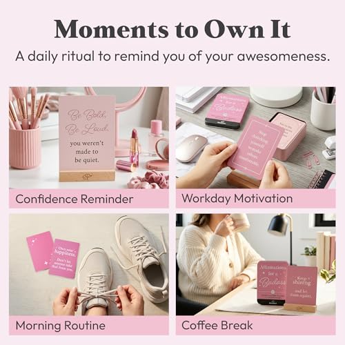 MindMint Bold Blush Affirmations for a Badass - 50 Self-Care Card Deck for Women