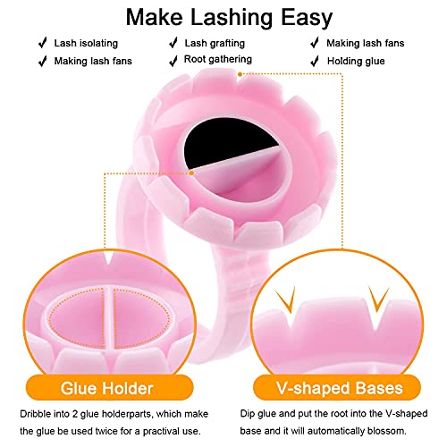 Beauty Junko Pro Lash Extension Glue Rings 100PCS - Disposable Volume Fan Holders