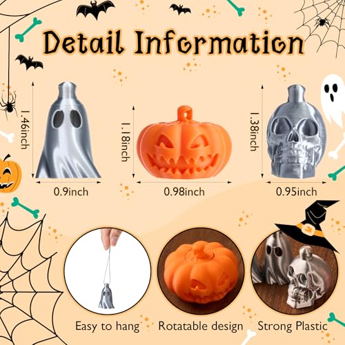 Mostop 6 PCS Halloween Ghost Ornaments Plastic Mini Pumpkin Skull Decor