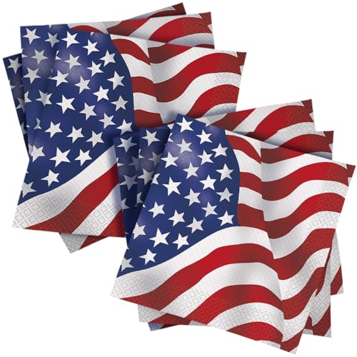 USA Flag Luncheon Napkins - 16 Pack, 6.5" Paper Napkins