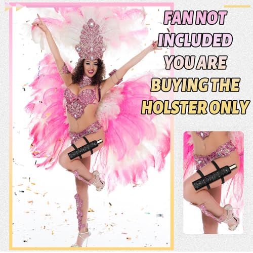 Black Bling Rave Fan Holster with Belt Holder for Festivals