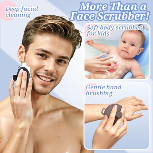GEENOA Silicone Face Scrubber & Exfoliator Brush with Soft Bristles - Gray