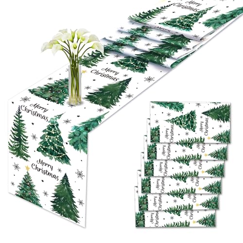 Christmas Table Runner 6 Pack Waterproof Disposable Plastic Holiday Decor 13.78 x 108.27 Inch
