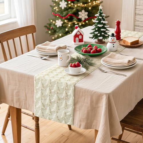 Artscope Christmas Tree Table Runner 13x48 Inch - Beige, Holiday Decor