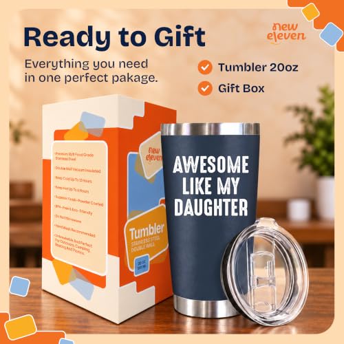 Awesome Like Daughter Navy 20oz Dad Tumbler - Father's Day Gift for Cool Dad