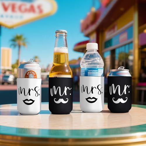Mr & Mrs Can Coolers Set of 2 - Insulated Neoprene Drink Sleeves