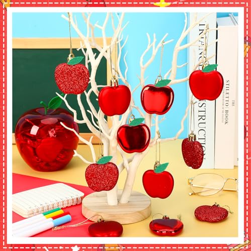 24 Pcs Apple Ornaments for Back to School Classroom Tree Decorations