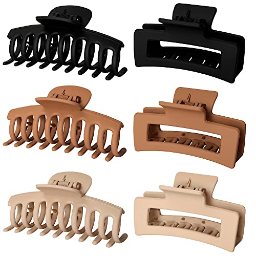 Vsiopy 6pcs Matte Square Claw Hair Clips 3.5 Inch for Thick and Thin Hair