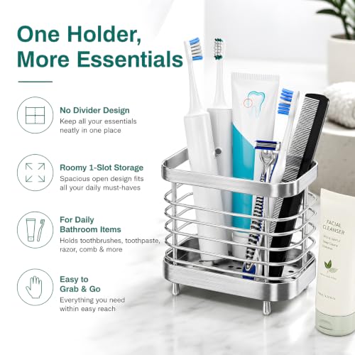 Stainless Steel Electric Toothbrush Holder - Silver 1-Slot Countertop Stand