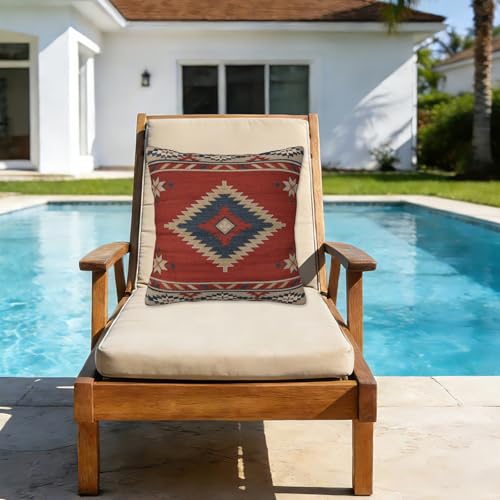 Vintage Southwest Throw Pillow Cover, 16x16 Native American Linen Cushion Case