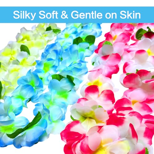 Premium Hawaiian Leis - 6 Pack Tropical Flower Decorations for Parties