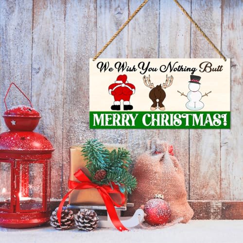 Christmas Bathroom Wall Decor Sign - Funny Holiday Restroom Hanging Sign