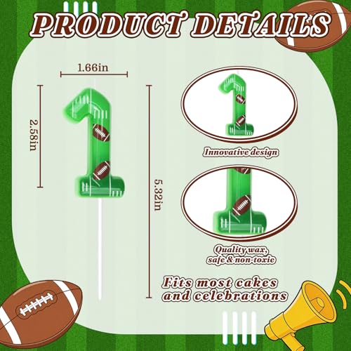 Football Birthday Candle - Green Number 1 Cake Topper Decoration