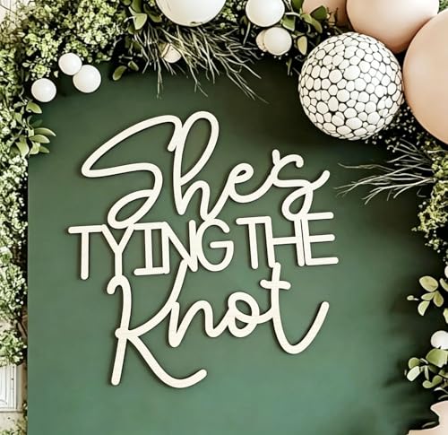 She's Tying The Knot Wooden Sign for Wedding and Bridal Shower Backdrop