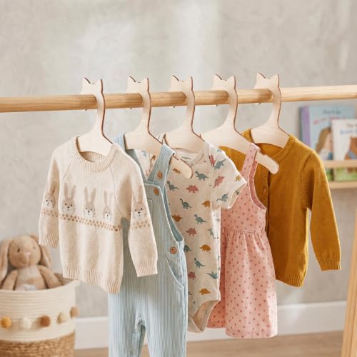 Wooden Baby Hangers with Bear Ears - 10 Pack Non-Slip Design