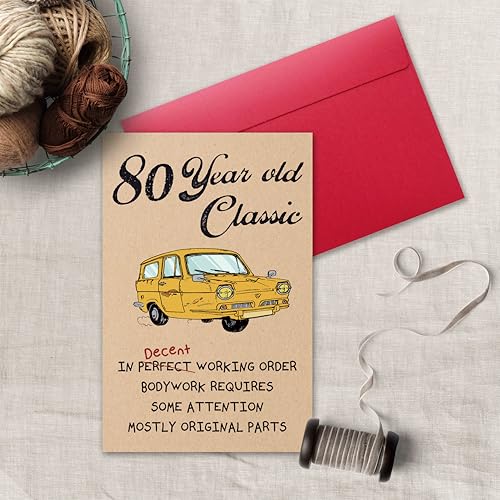 Funny 80th Birthday Card for Men and Women - Vintage Joke Card