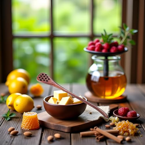 Myuiao Wooden Honey Dipper Stick - Handmade Long Handle Drizzler Spoon
