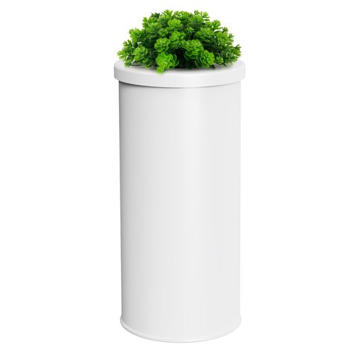 Cesun Toilet Paper Storage Bin, Enclosed Toliet Paper Holder with 3-Roll Capacity, White Stainless Steel Canister with Decorative Green Plant Lid