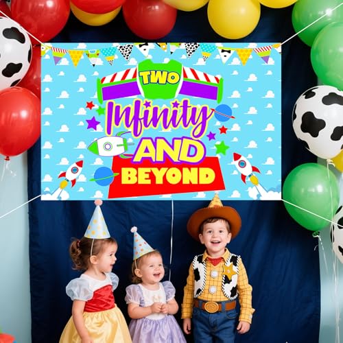 Blue Clouds 2nd Birthday Banner Backdrop for Boys Party Decorations
