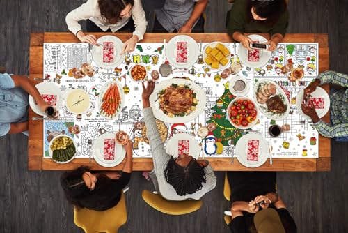 Merry Christmas Giant Coloring Tablecloth for Kids 31.5x72"