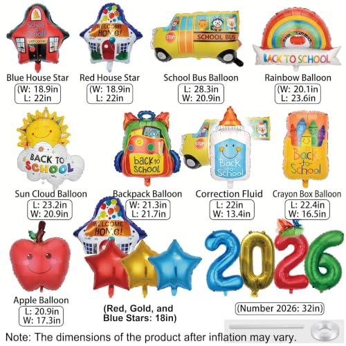 16-Piece 2026 Back to School Foil Balloon Set for Classroom Decorations