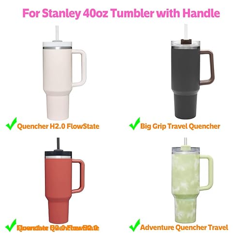 40 OZ Tumbler Lids for Stanley Cup, 2 Pack Replacement Lids Fit for Stanley Adventure Quencher,Replacement Spill Proof Splash Resistant Tumbler Lids, Reusable Tumbler Cover for Stanley (Black Brown)