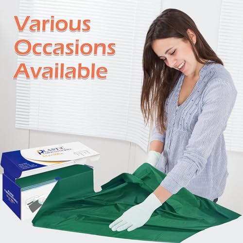 Dark Green Plastic Tablecloth Roll - Disposable 54 in x 300 ft with Slide Cutter