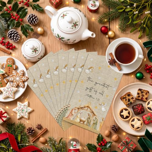 Nativity Christmas Paper Napkins - Religious Holiday Dinner Guest Towels - Variation of THIS listing