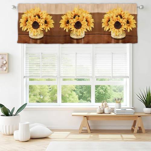 Vintage Floral Rod Pocket Valance Curtain 54x18in for Living Room