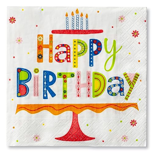 Happy Birthday Paper Napkins 3-Ply Lunch Size 20 Count