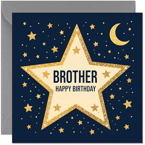 Happy Birthday Brother Card - Masculine Navy Space Stars Greeting Card