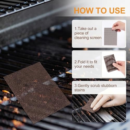 BlueRaying 25-Pack Grill Cleaning Screens, 4x5.5 inch Griddle Scrubbing Pads
