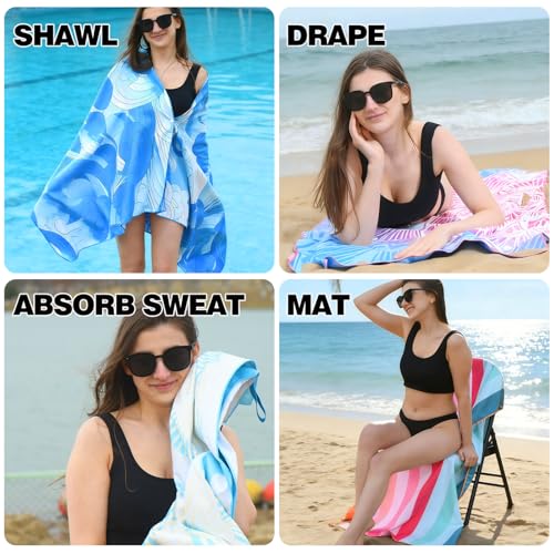 Pink Microfiber Beach Towel 71"x32" Quick Dry & Sand Free