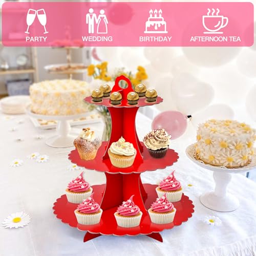 3-Tier Cupcake Stand - Cardboard Dessert Tower for Parties
