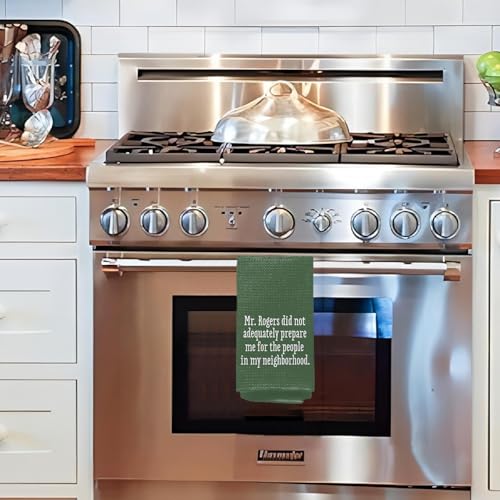 Mr. Rogers Kitchen Towels - Funny Green Waffle Weave, 16x24in