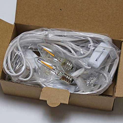 C7 LED Light String with 4 Candelabra Bulbs & Dimmer Switch - 4 Pack, Warm White, E12 Socket, Outdoor Use (Variation: C7 +Accessory-cord 4P)