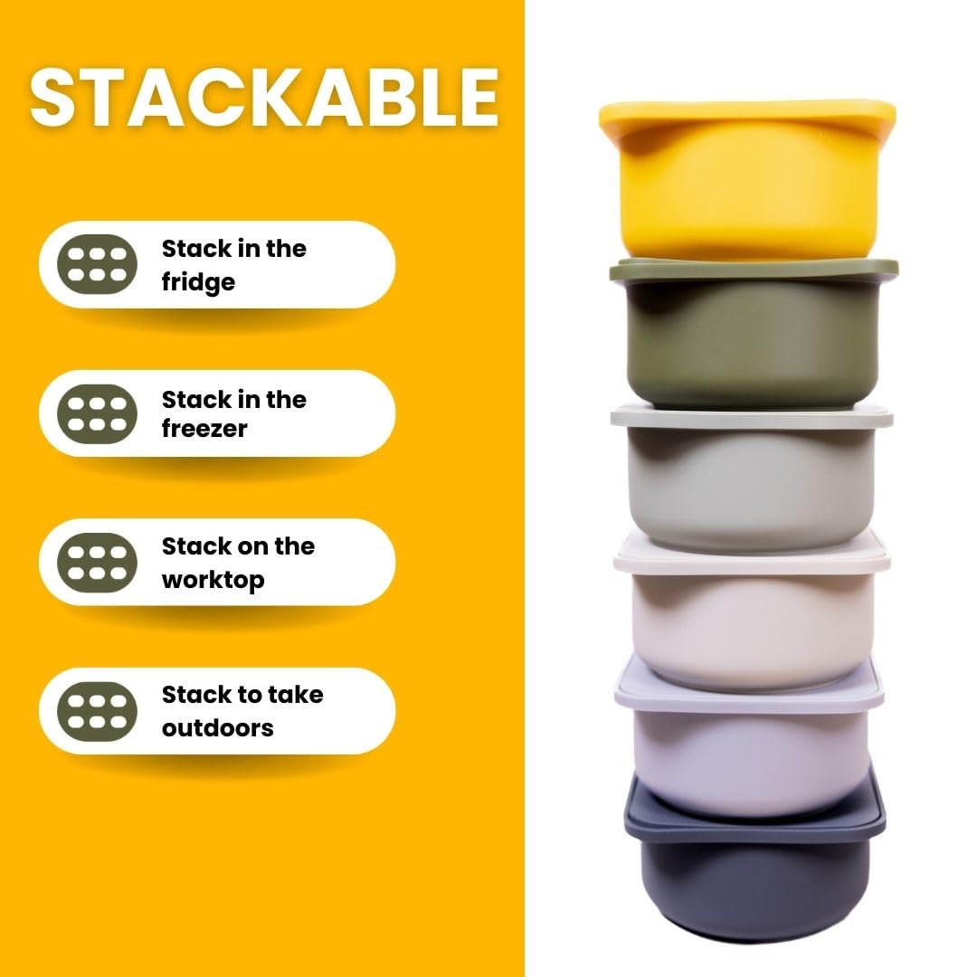 Babadoh Pizza Dough Proofing Silicone Containers with Lids | Pizza Making Accessories | The Perfect Pizza | Set of 6 | Multi Yellow (2 Dough, 2 Olive, 2 Yellow) | Original Size (make 12" Pizzas)