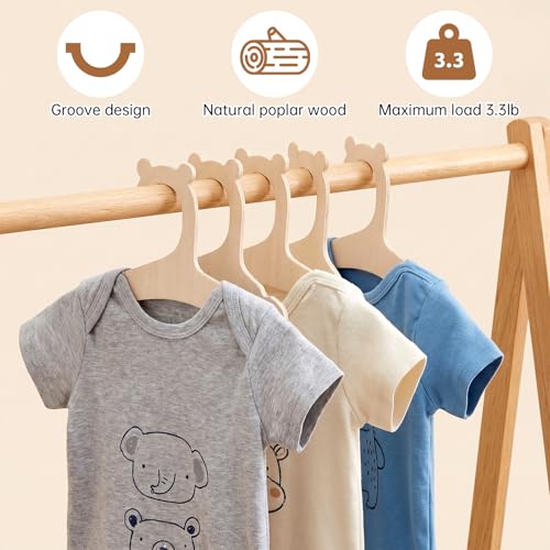 Yuomeaz 10-Piece Wooden Baby Clothes Hangers - 9-Inch Small Closet Organizers