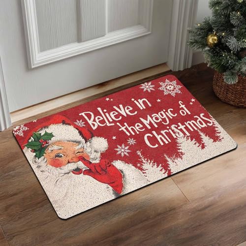 Christmas Doormat with Santa Claus Design | 16" x 24" Non-Slip Mat