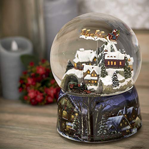 150mm Musical Snow Globe with Santa in Sleigh - Christmas Holiday Decor