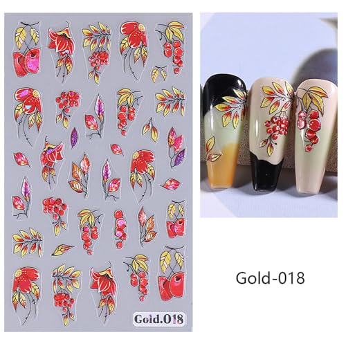 SeBneny Autumn Fall Leaves & Pumpkin 5D Self-Adhesive Nail Art Stickers