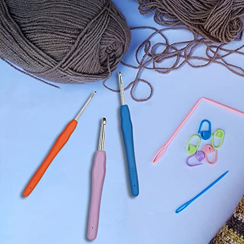 3-Piece Crochet Hook Set - 5.0mm, 6.0mm, 7.0mm - Comfortable Grip