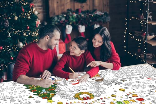 Merry Christmas Giant Coloring Tablecloth for Kids 31.5x72"