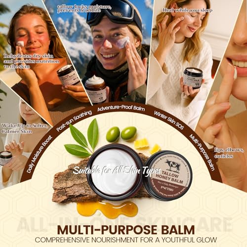 Pnctho Tallow and Honey Balm - Grass-Fed Beef Tallow Moisturizer 2.1 oz