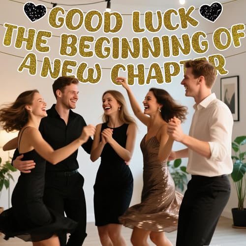 Gold Glitter Good Luck Banner Garland - 3 Pcs Farewell Decorations