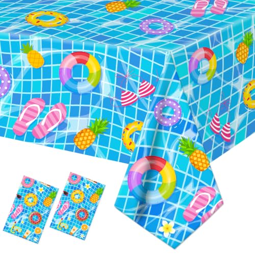 Vibrant Pool Party Table Cover - 2 Pack Hawaiian Tablecloths