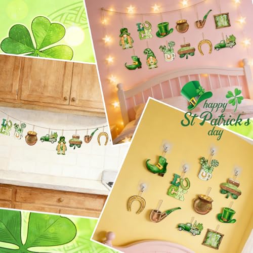 24Pcs St. Patrick's Day Wooden Ornaments - Clover & Hat Decor
