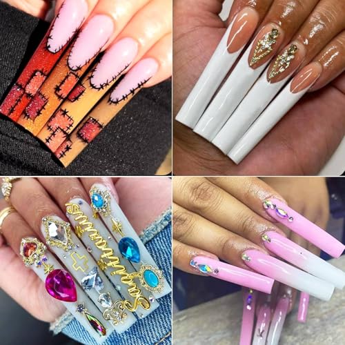 MtnLaur 240Pcs XXXL Tapered Square Nail Tips Full Cover Clear Fake Nails
