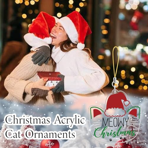 SUDIKUB Meowy Christmas Cat Acrylic Ornament Holiday Tree Decoration