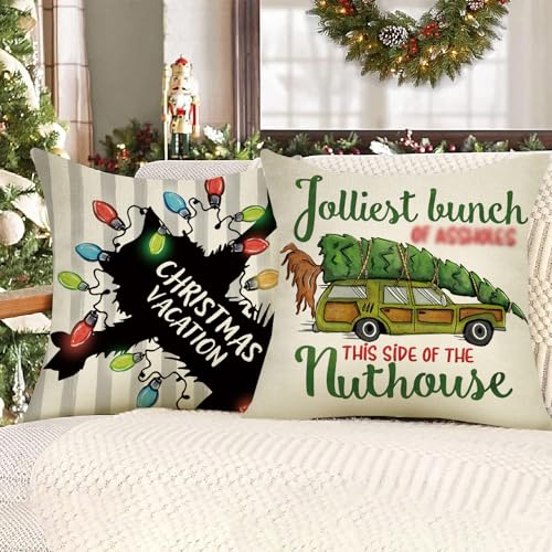 18x18 Inch Christmas Vacation Throw Pillow Cover Set of 4 - Holiday Decor
